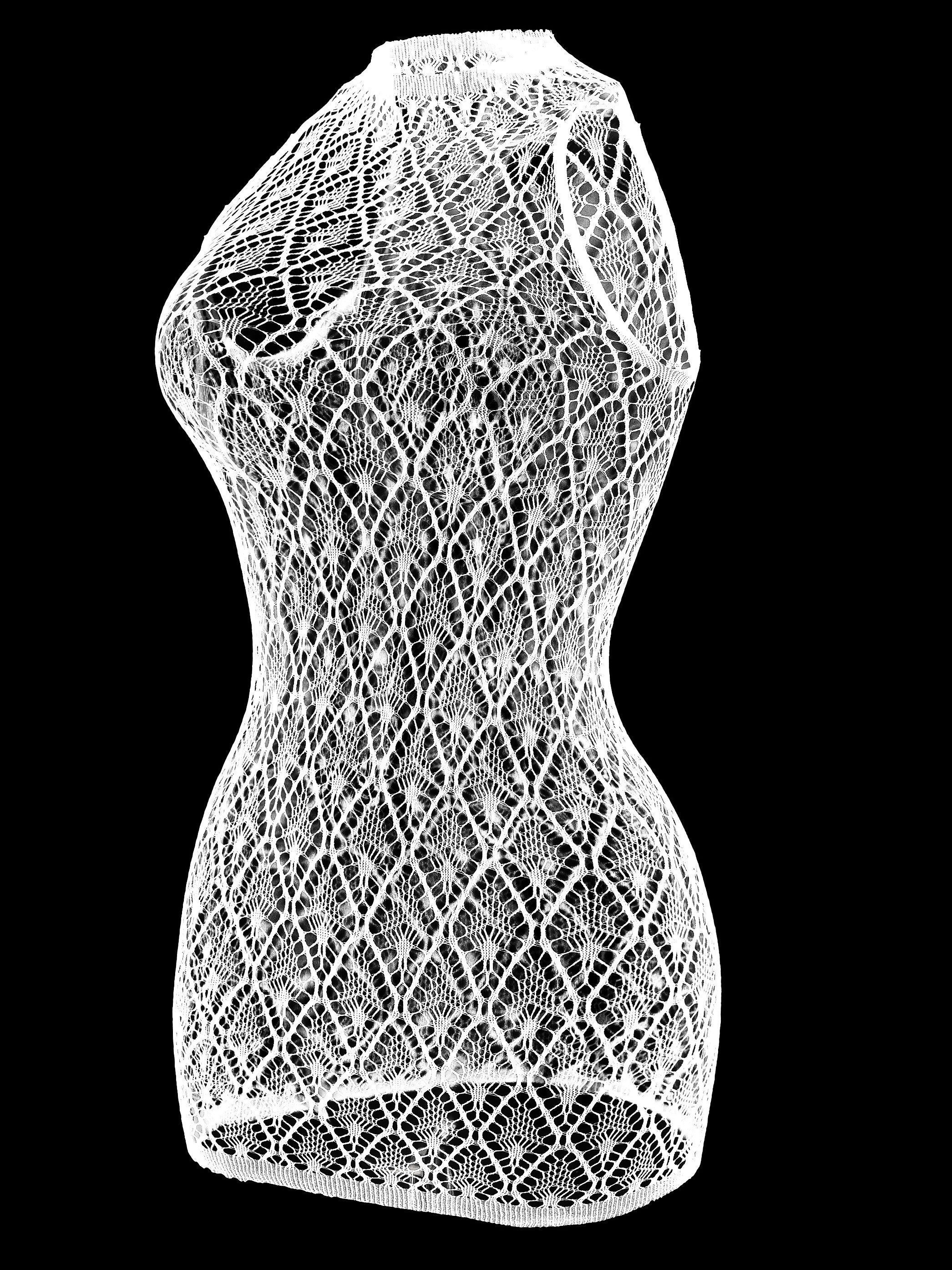 NO.2 DS226 Sexy Sheer White Lace Dress - Sleeveless, Hollow, Adult, Elegant Lace Design, Perfect for Formal Events, Formal Attire | Lace Dress | Intricate Lace
