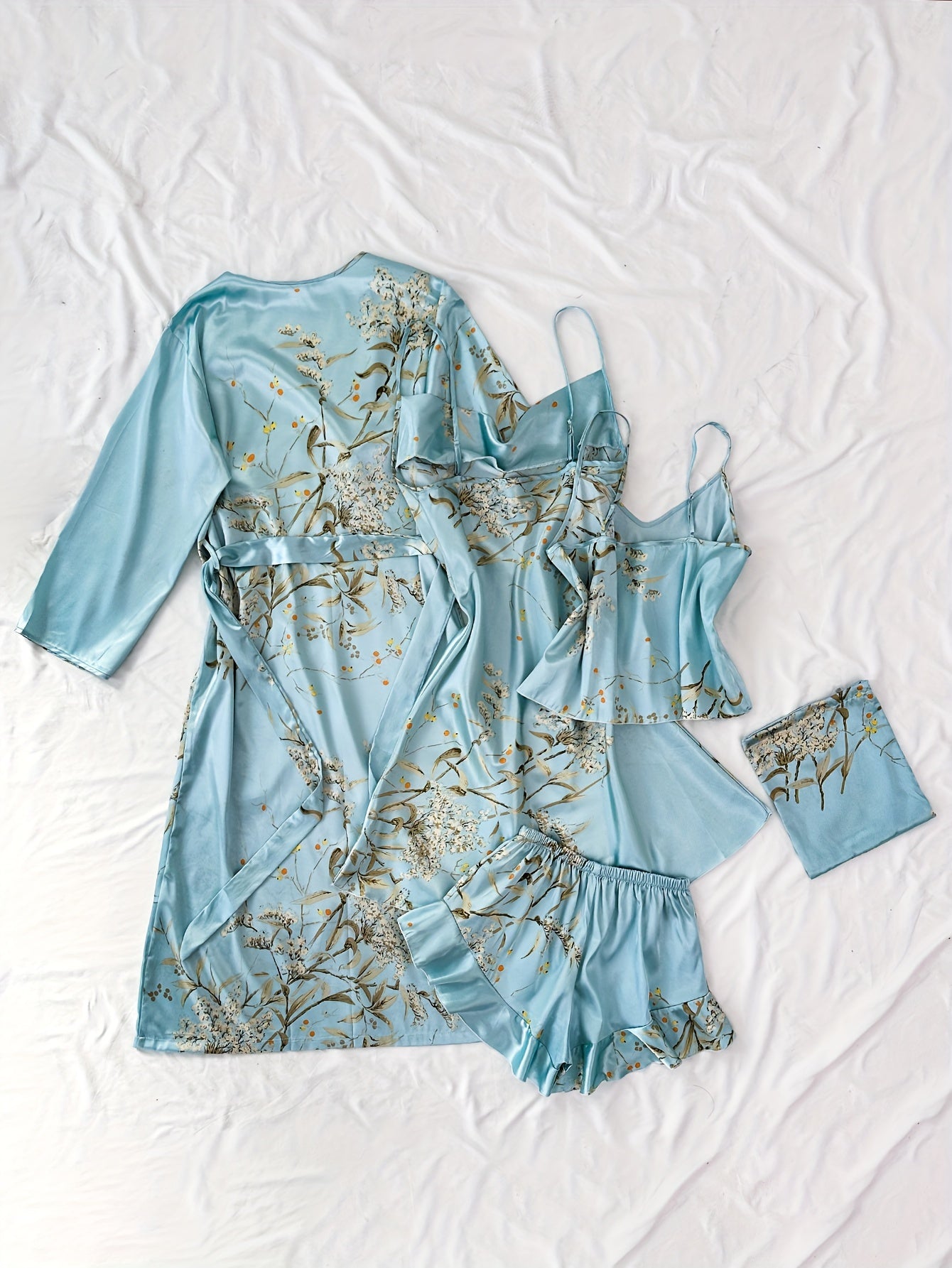 Women's Four Seasons Breathable and Comfortable Printed Nightgown and Pajama Set of 5