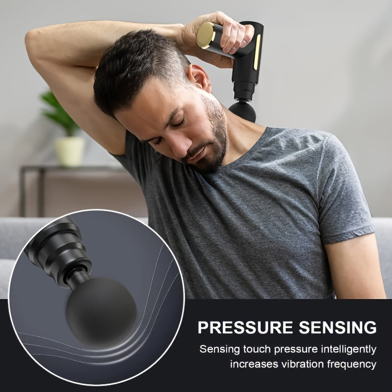 Mini Portable Muscle Relaxation Neck Massager with Rechargeable Lithium Battery - Professional-Grade Fascial Gun for Whole Body Massage, Alcohol-Free, USB Charged, Massage Device|Compact Design|Ergonomic Grip, Neck Massager