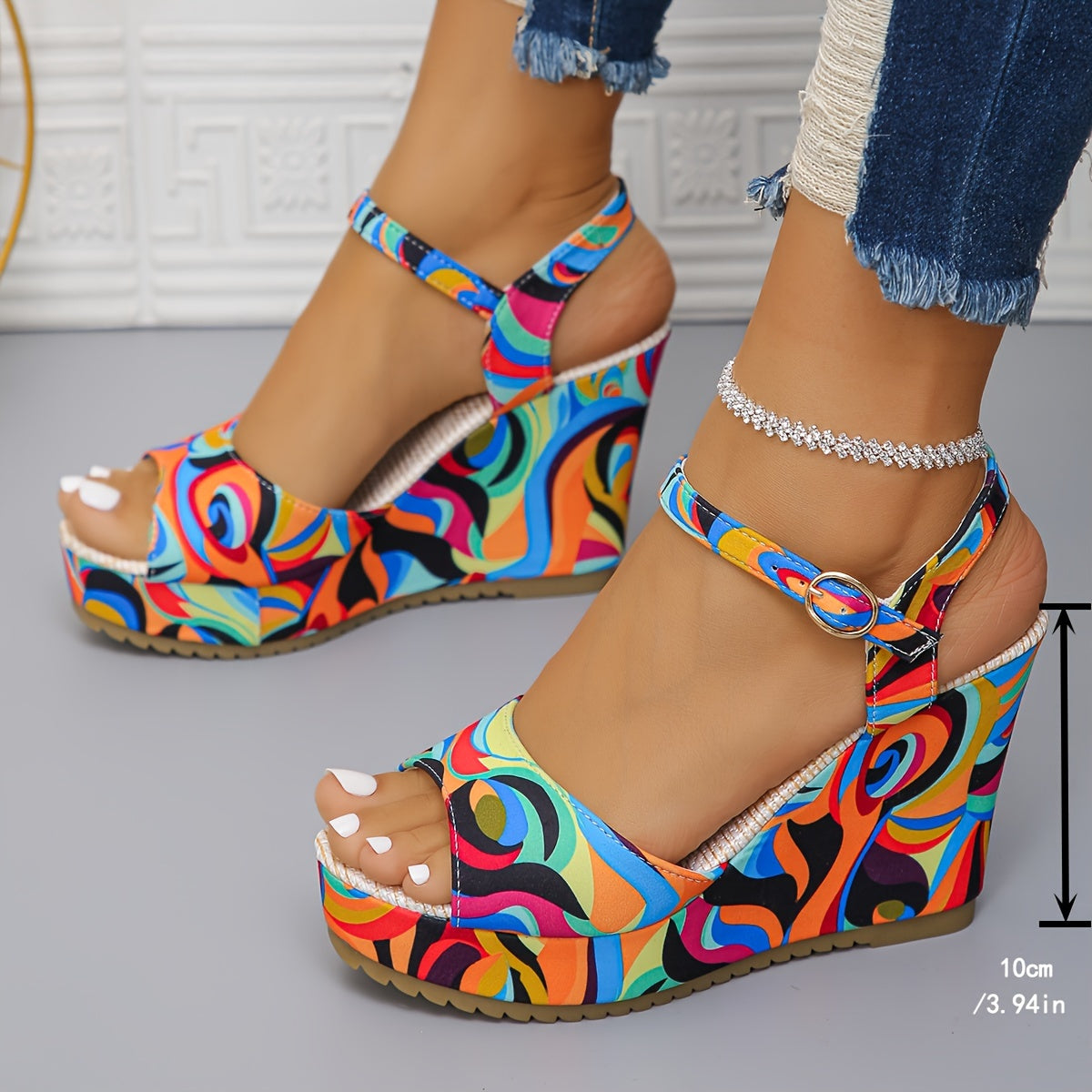 Women's Contrast Color Wedge Sandals - Trendy Colorful Platform High Heels, Fashion Summer Ankle Strap Sandals - For Women - Summer Season - Perfect for Parties & Casual Outings - Ideal Gift for Fashionistas
