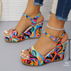 Women's Contrast Color Wedge Sandals - Trendy Colorful Platform High Heels, Fashion Summer Ankle Strap Sandals - For Women - Summer Season - Perfect for Parties & Casual Outings - Ideal Gift for Fashionistas