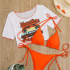 Women's Fashion Sexy Separated Swimsuit Beach Tie Bikini Three-piece Swimming Suit