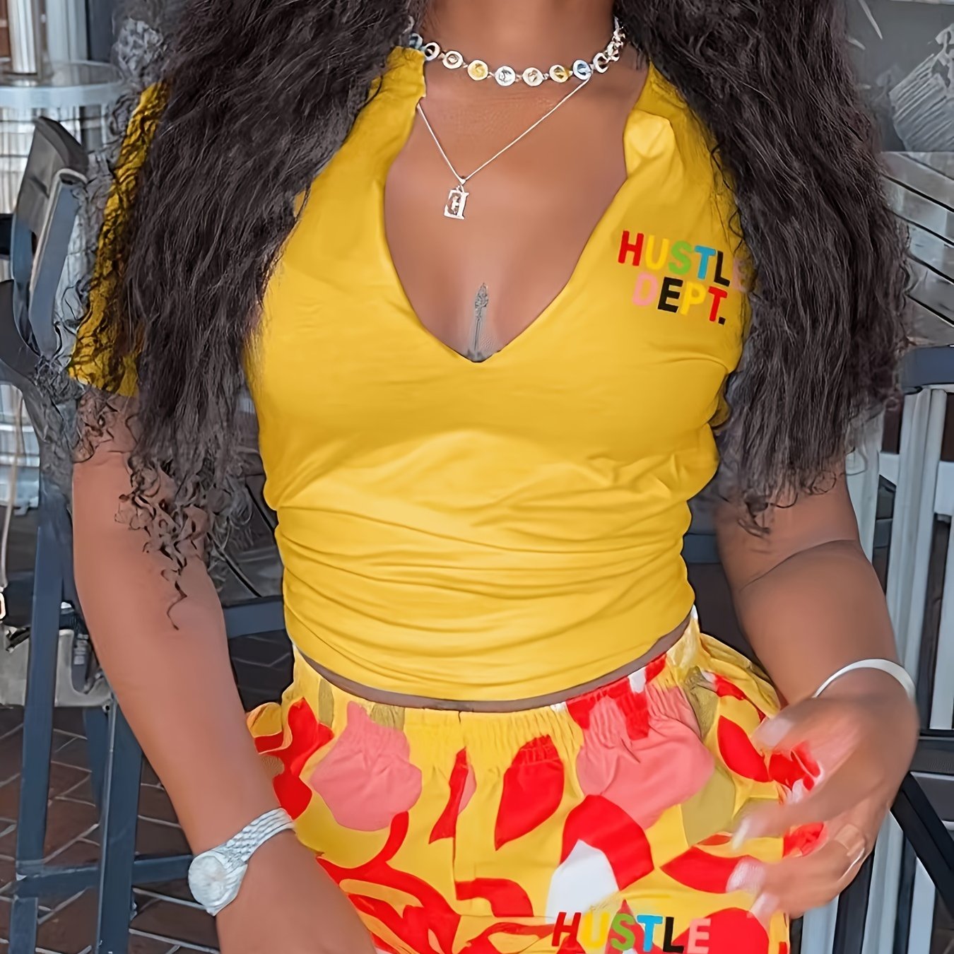 Y2K Style Fashion Letter Print T-Shirt and Shorts Set