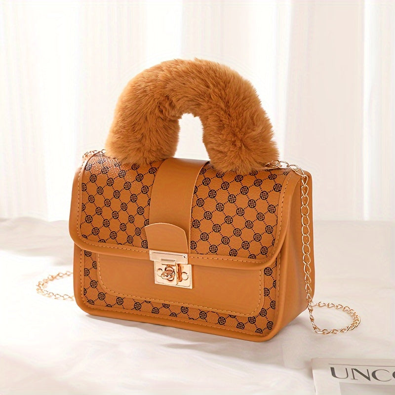 Mini Vintage Crossbody Bag, Retro Fluffy Shoulder Bag, Women's Fashion Handbag & Purse