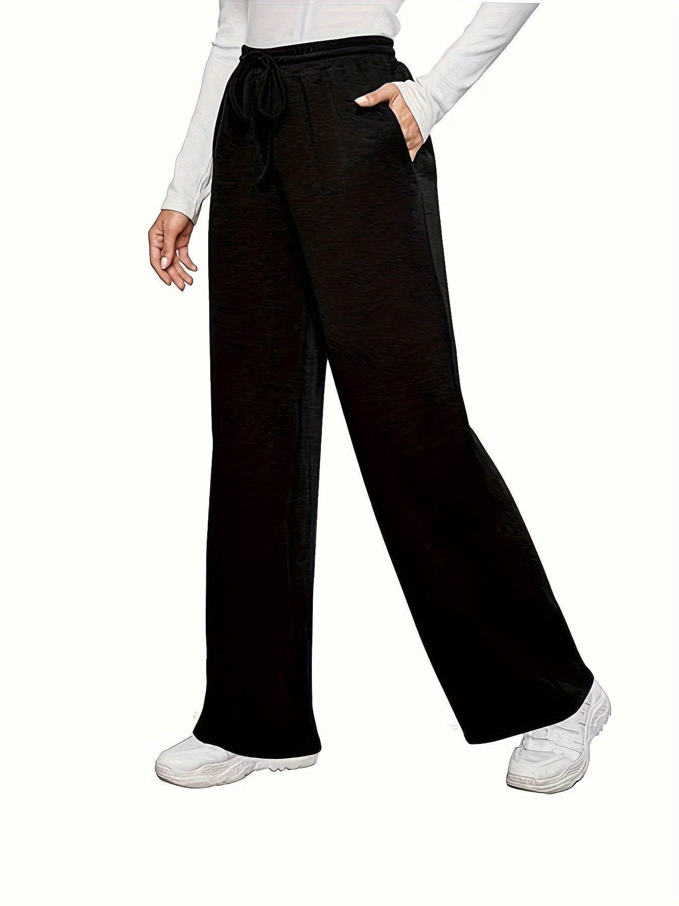 Women's Brown Drawstring Joggers - Casual & Comfy Polyester Sweatpants with Pockets, Mid-Rise, All-Season Wear