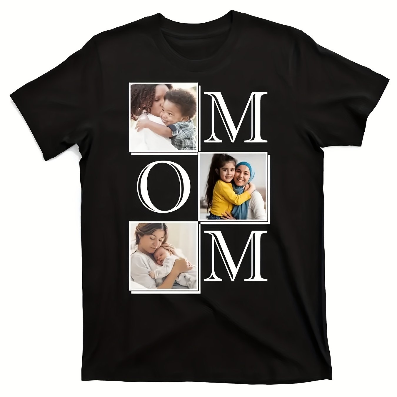 Personalized Mom T-Shirt - Custom Photo Print Design, 100%, Casual Crew Neck, Short Sleeve - Perfect for Mother's Day, Birthdays & Holidays - Warm & Heartfelt Gift for Moms, Mothers Day Gifts for Mom
