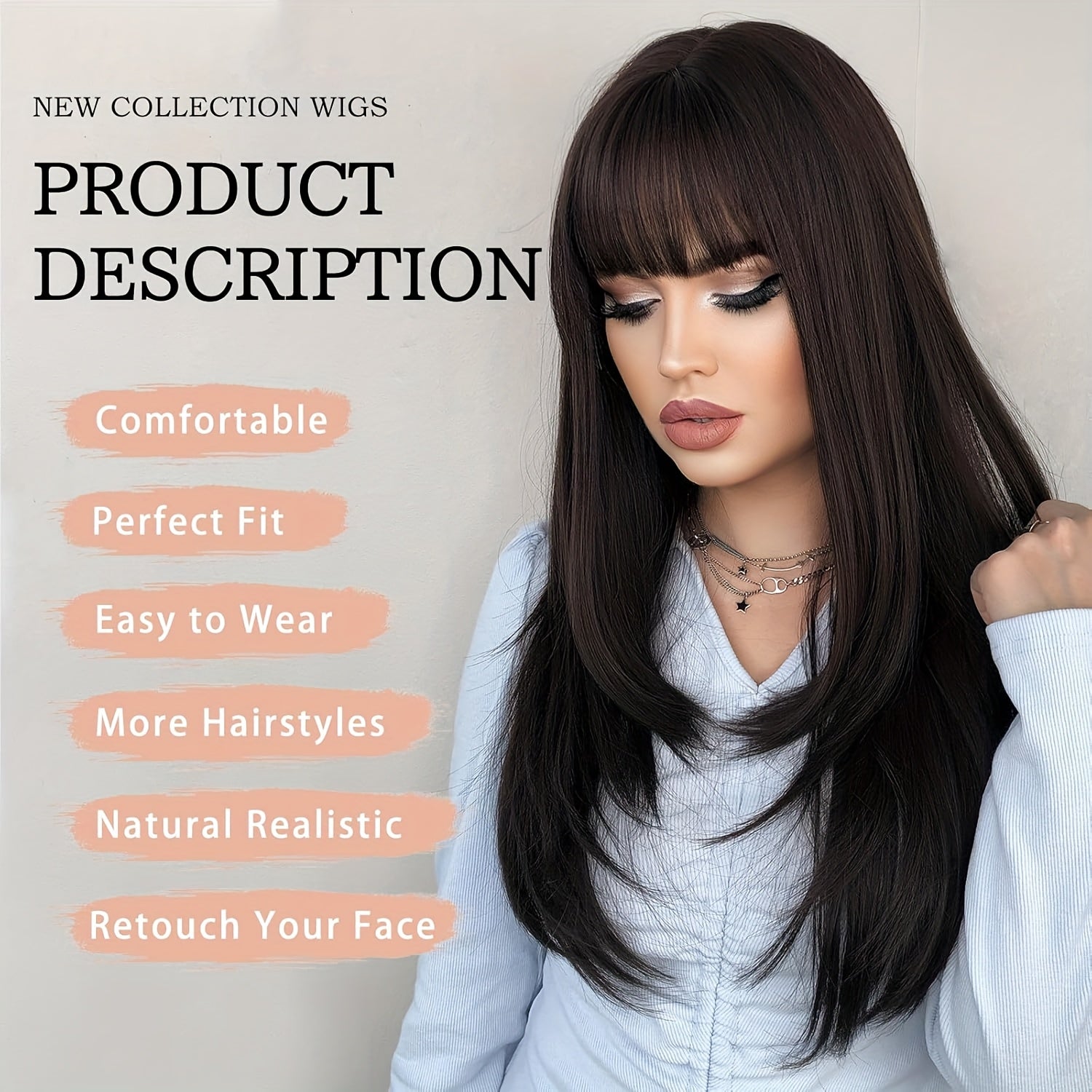 [ Items For The Season Change]Human Hair Wigs With Bangs Ready To GO Glueless Straight Wigs For Beginners Women 100% Brazilian Human Hair
