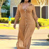 1pc Women'S Casual Solid Color Long Shirt Dress, Polyester Knit Fabric, Lapel Collar, Fitted Style, Spring/Fall Season - SS391137