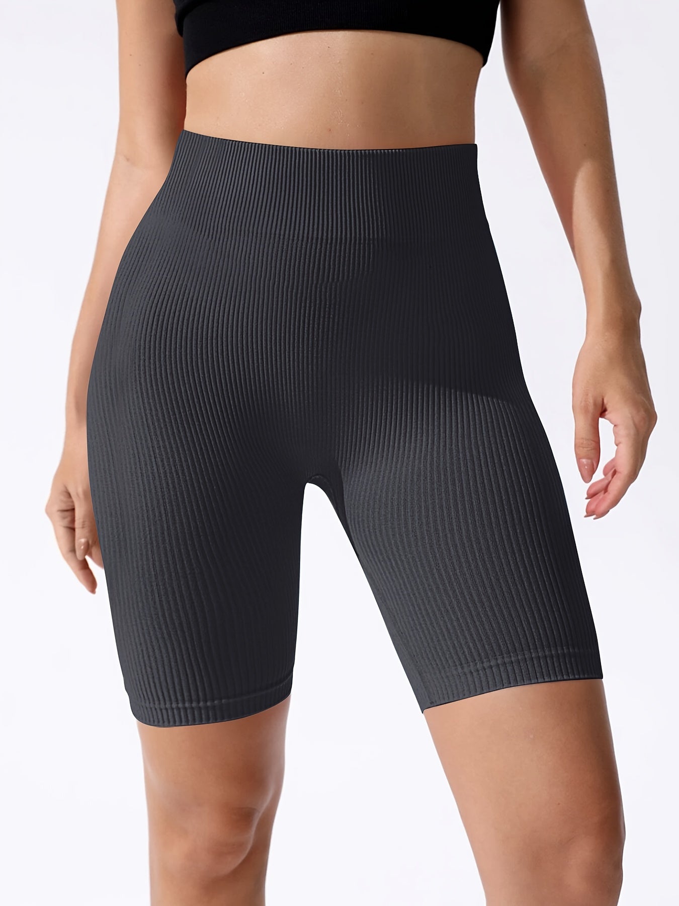 Women'S Seamless High-Waisted Sports Cycling Fashion Leisure Solid Color Soft Rib Thick Warm Sports Sweatpants, Capri Pants & Padded Yoga Leggings, Breeches & Knee-Length Shorts, Women'S Activewear & Underwear