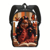 Chic Afro Girl Reading Nook Print Backpack - Lightweight, Durable Polyester School Bag with Detachable Straps for Teens & Students