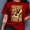 Birthday Queen Printed Women'S T-Shirt - Casual Crew Neck, Short Sleeve Top with High Heels & Crown Design, Perfect for Spring/Summer Celebrations, Birthday Party Apparel | Festive Design | Golden Crown Graphic, Birthday Part