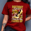 Birthday Queen Printed Women'S T-Shirt - Casual Crew Neck, Short Sleeve Top with High Heels & Crown Design, Perfect for Spring/Summer Celebrations, Birthday Party Apparel | Festive Design | Golden Crown Graphic, Birthday Part