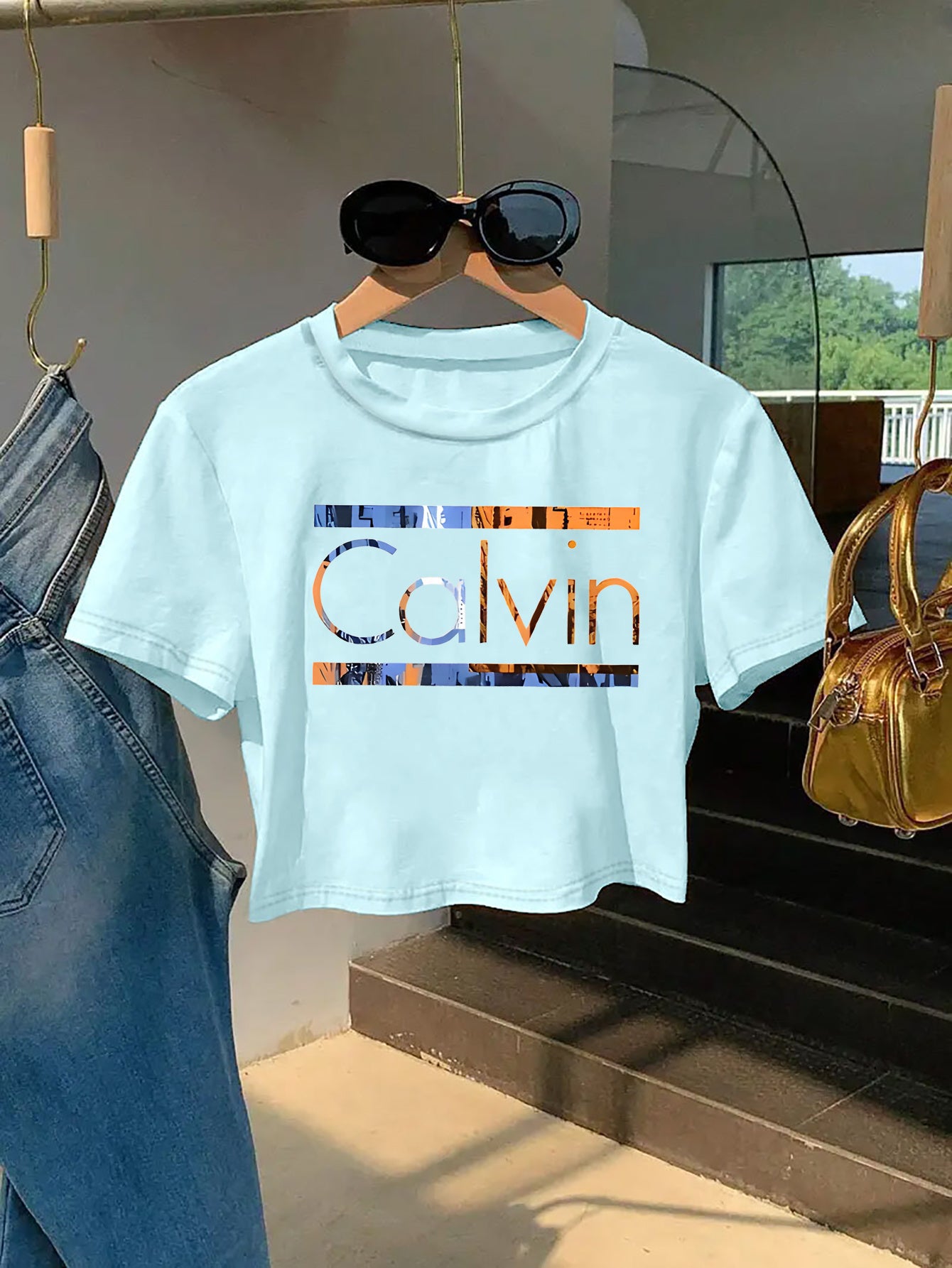 Women'S Y2K Style "Calvin" Graphic Tee - Soft & Comfortable Short Sleeve T-Shirt, Casual & Fashionable, Spring/Summer Top, Casual Wear | Playful Print | Comfortable Fit, Ladies T Shirts