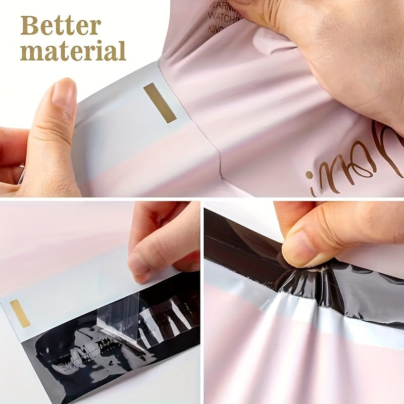 100pcs Pink Thick Waterproof Plastic Bags for Clothing & Packaging - Reusable, Uncoated