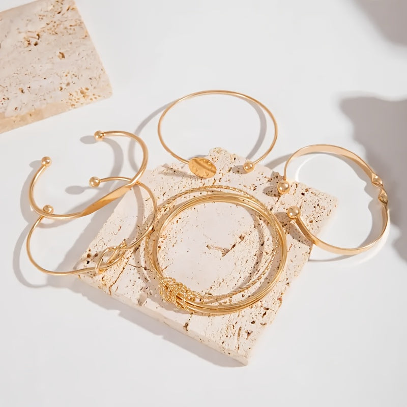 5pcs/Set Bracelets Set Minimalist Geometric Circular Knot Opening Bracelet Set, Knot Design - An Excellent Choice for Mother's Day, Valentine's Day, Wedding Anniversary, Birthday Gifts