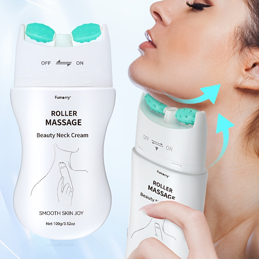 1pc Firming Neck Massage Roller with Hyaluronic Acid Lotion - Alcohol-Free, Plant-Based Squalane, Shea Butter & Witch Hazel for All Skin Types - Natural Moisturizing & Shaping Cream for Smooth Skin, for Halloween