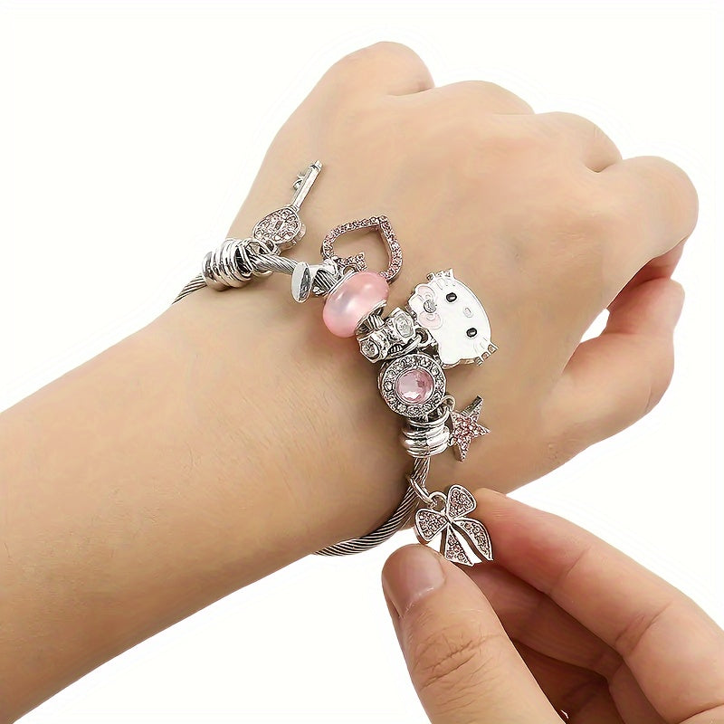 Sanrio Hello Kitty Bracelets, Creative Cartoon Bangles for Girls, Sweet Gifts for Girls