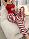 Women'S Pajama Set with Cartoon Print, Polyester 95.0%, Elastane 5.0%, Casual and Sweet Style, All-Season Comfort, Cute Pajama Sets
