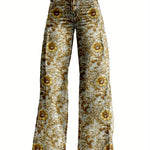 Y2K Women'S Pants Wide Leg Versatile Flared High Waisted Baggy Pants Abstract Geometry Element 3D Printed A Line Hanging Feel Casual Comfortable Loose Floor Length Pants Spring Autumn Polyester Hip Hop