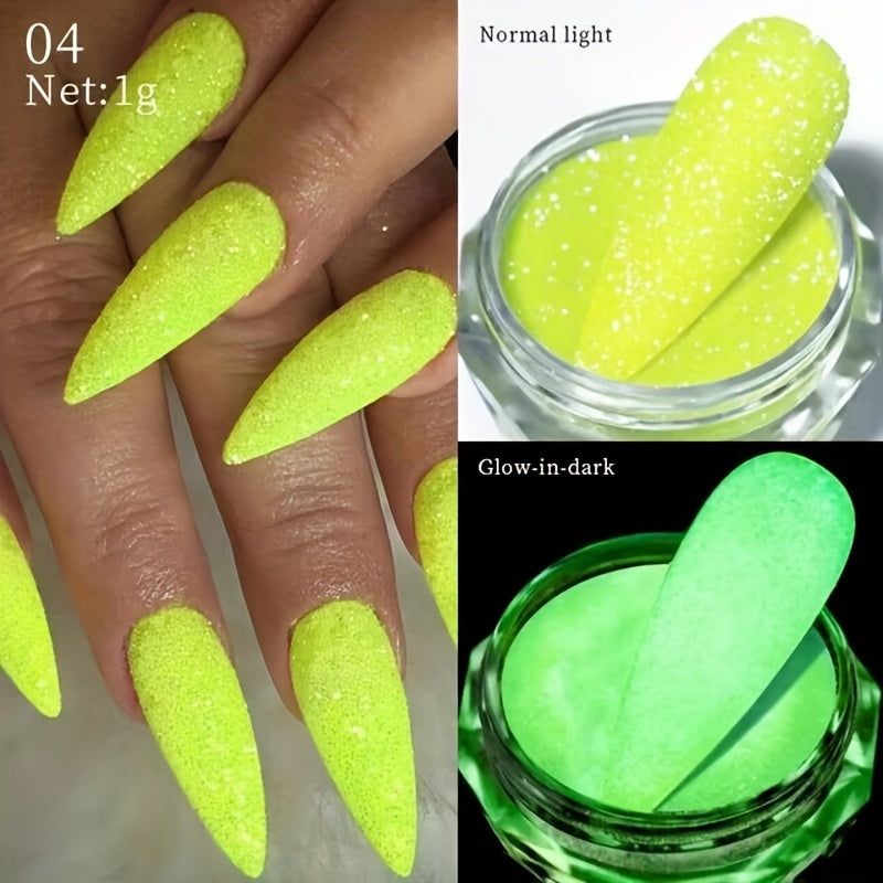 7-Piece Glow-in-the-Dark Nail Polish Set - Sparkling, Glittery, and Perfect for Nighttime Fun!