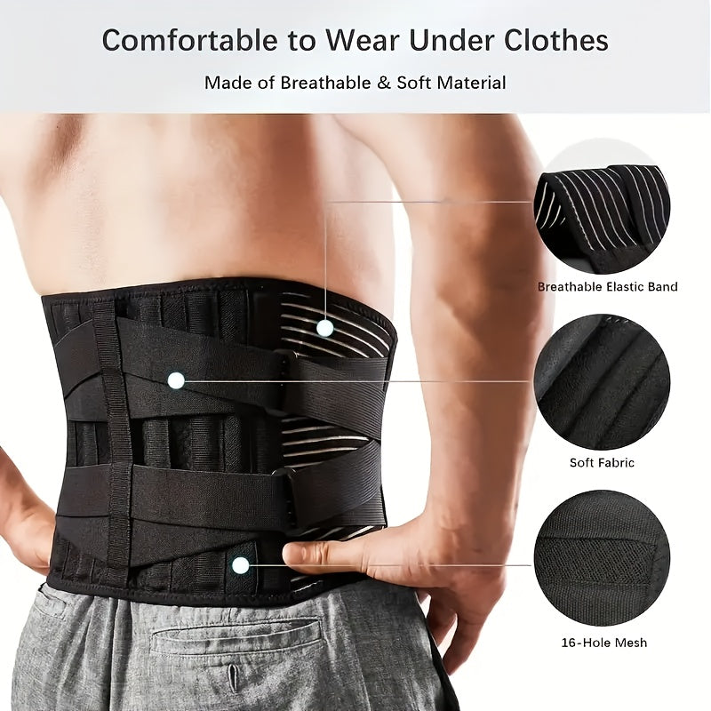3D Lumbar Cushion for Back Support, Non-Slip 6X Back Support Strap, Optional Straps for Men And Women, Soft Breathable Mesh Fabric for Lumbar Support.