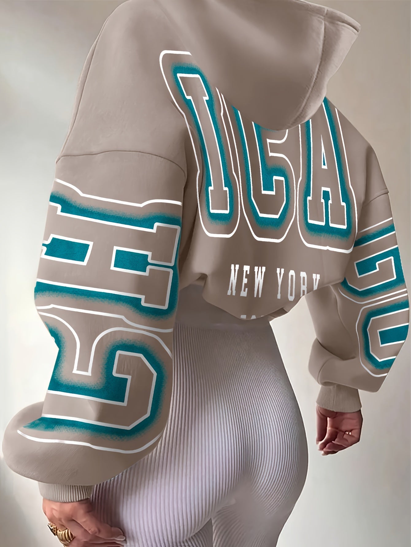 Spechir Chic Black Hoodie with Pink & White NYC Letter Design - Casual Polyester Blend, Long Sleeve, Machine Washable - Stylish Women's Fashion for Spring/Fall, Urban Fashion|Youthful Style|Knit Construction, Oversized Hoodie