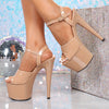 Women'S Sexy Ultrahigh Stiletto Sandals, Transparent Platform Heels, Synthetic Open Toe Shoes with Buckle Closure, Fashionable for Party, Banquet, Runway, and Bridal Events