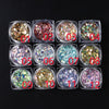 12 Colors Nail Art Glitter Diamond Dust Iridescent Nail Powder Chunky Glitter Confetti Foil Flakes Sequins for Nail Art Supplies, Gel Polish, Y2K Mermaid Holographic Hexagon Sequins, 3D Mirror Irregular Slices Sparkles