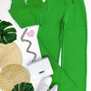 Solid Color Casual Pantsuits, Crew Neck Sleeveless Tank Top & Drawstring Elastic Waist Pants Outfits, Women's Clothing