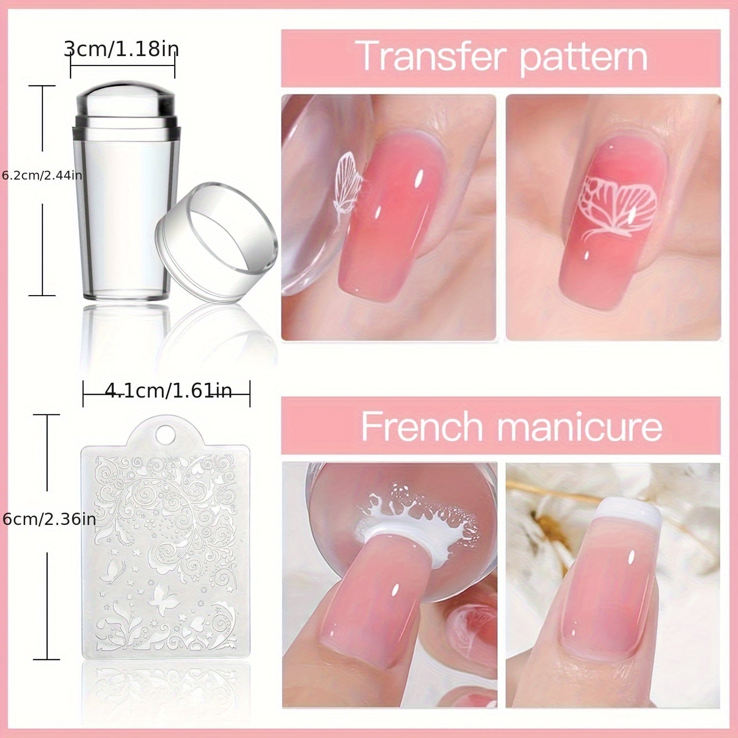 Biutee Nail Stamper Kit Nail Art Stamping Plate Set 8 Stamping Nail Polish Gel 12 Stamp Plate Jelly Silicone Stamper Flower Animal Lace Girl Star Rose Love Template Tool Supplies Holiday Design