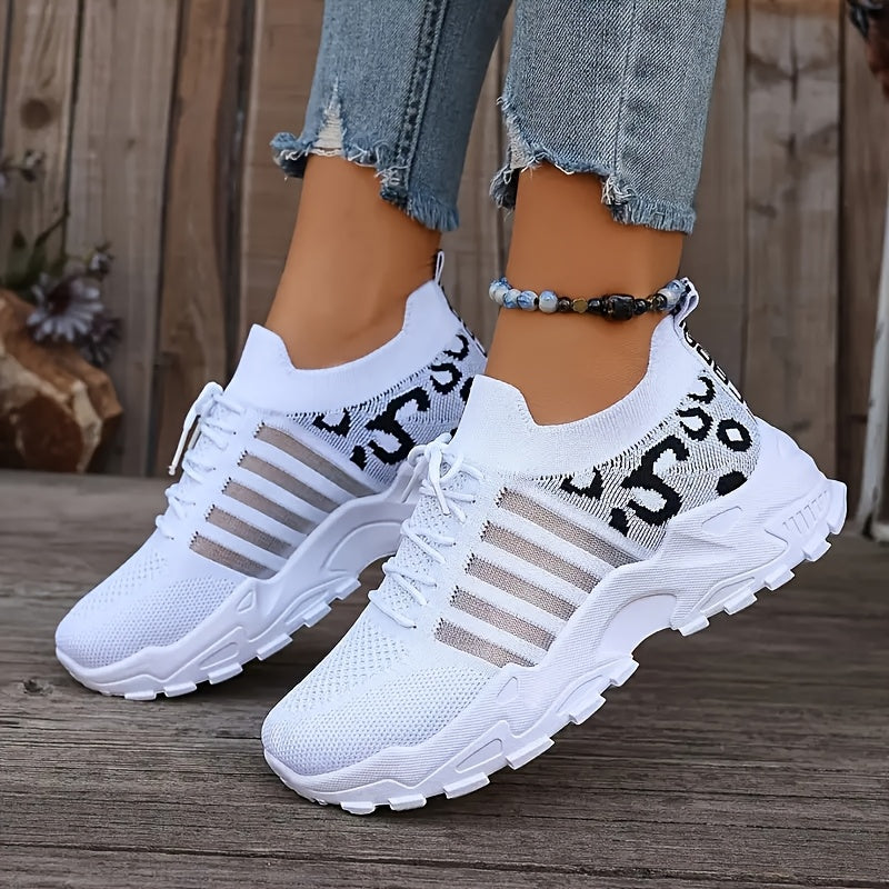 Women'S Air Cushion Sports Shoes, Solid-color Laced Low-top Running Shoes, Lightweight And Comfortable Knitted Walking Shoes.