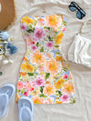 Women'S Floral Print Mini Dress - Vibrant Hibiscus & Rose Design, Sleeveless A-Line Summer Dress for Casual & Holiday Wear, Cute Summer Dresse