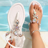 Chic Summer Women's Fashion Rhinestone Flat Sandals - Open Toe, Slip-On with Elastic Ankle Strap, Rubber Sole - For Women - Perfect for Summer Parties & Casual Outings - Ideal Gift for Fashionable Ladies