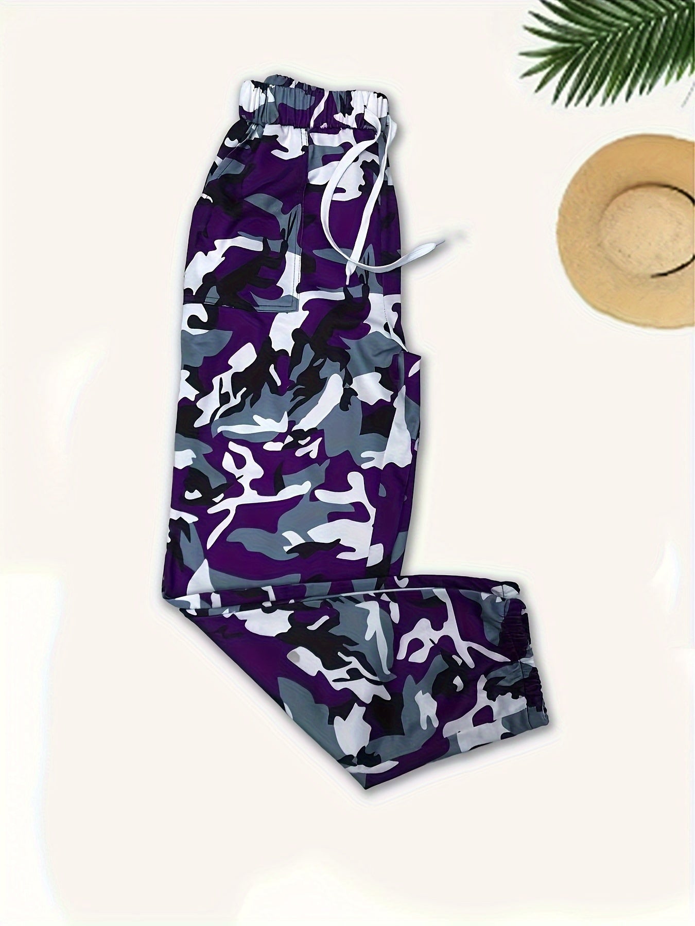 Women'S High-Waisted Camo Joggers - Stylish & Comfortable Elastic Waistband Sweatpants with Pockets, Perfect for Spring/Summer/Fall Casual Wear, Relaxed Fit Joggers | Highwaisted Pants | Drawstring Closure
