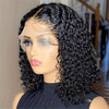 180% Density Water Wave Lace Frontal Short Bob Wig - Lace Wigs for Women with 13x4x1 T Part HD Transparent Lace, Pre Plucked, Natural Color, Middle Part, Water Curly Lace Part