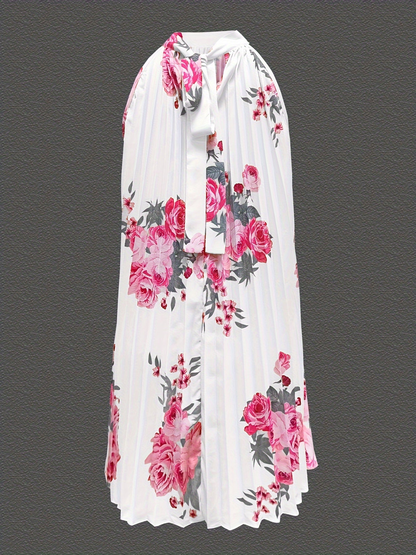 Spring-Summer Chic Choker Style Dress - Sleeveless, Floral Elegance, Women’s Perfect Sundress