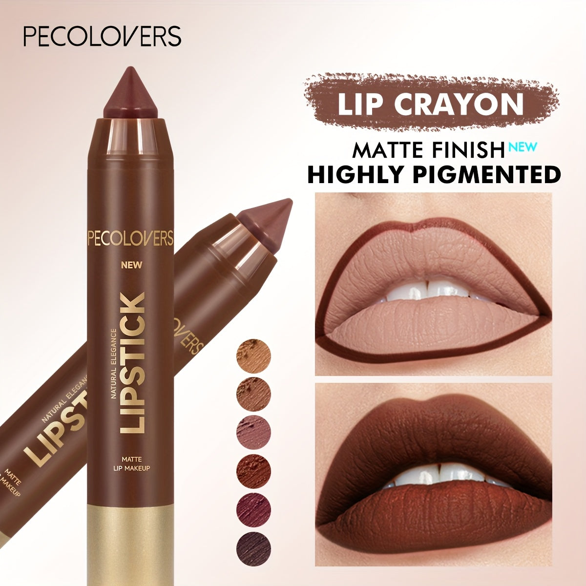 6PCS/Set Lipstick - Matte, Long-lasting, Waterproof, Non Stick Cup, Nude, Brown, Easter Makeup, Easter Holiday Party, Lipstick Pen