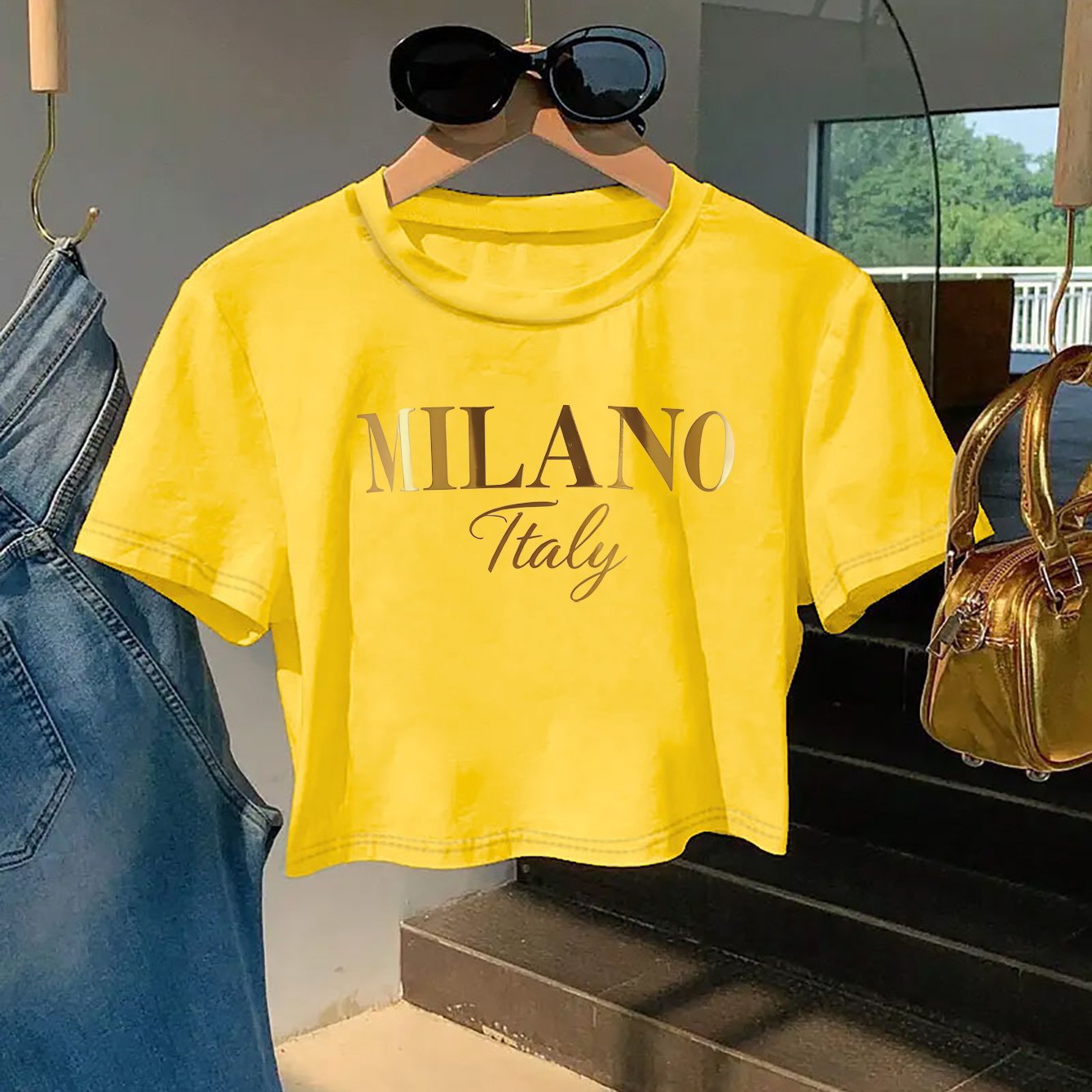 Milano Italy Graphic Tee for Women - Y2K Style, Soft & Comfortable Short Sleeve T-Shirt, Fashionable Letter Print Design, Perfect for Spring/Summer, Casual Wear Tee | Y2K Fashion | Soft Texture Tee