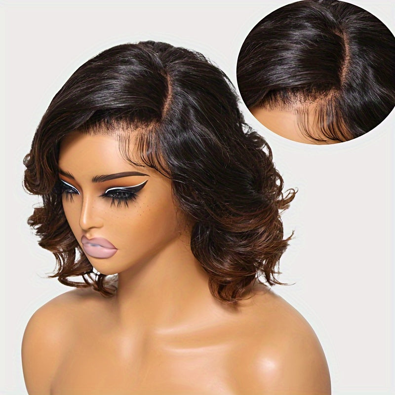 UNice 13x4 Lace Frontal Human Hair Wig Bye Bye Knots Chestnut Brown Ombre Spiral Curls Pre Everything Lace Wig
