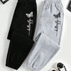 Women's Polyester Jogger Pants Pack of 2 - Casual Elastic Waist Sweatpants with Butterfly Print for Spring/Summer/Fall - Comfortable Knit Fabric Joggers with Precision Graphic, 95% Polyester 5% Elastane
