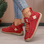 Women'S Retro Style Ankle Boots - Casual Lace-Up Flat Heels, Mid-Season, Rubber Sole, Solid Color Flat Shoes, Comfortable Walking Shoes|Vintage Casual Boots|Rubber Sole Boots