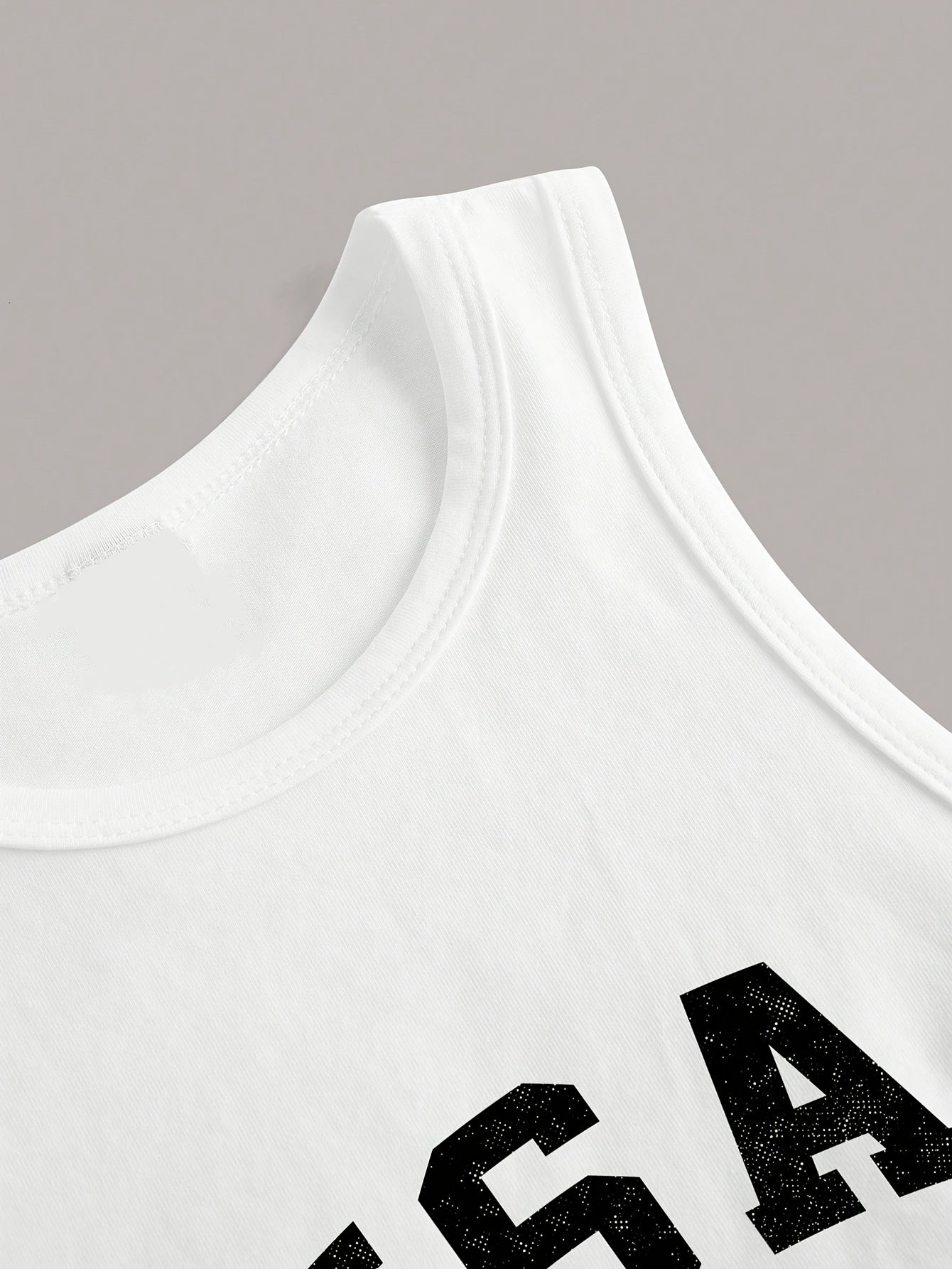 Women'S Slim Fit USA Graphic Tank Top - Sleeveless Crew Neck, Black with White Lettering & Flag Design, Casual Summer & Spring Top, Ladies Tank Tops