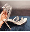 Crystal Fairy Wind Snake- Winding High Heels With Rhinestones