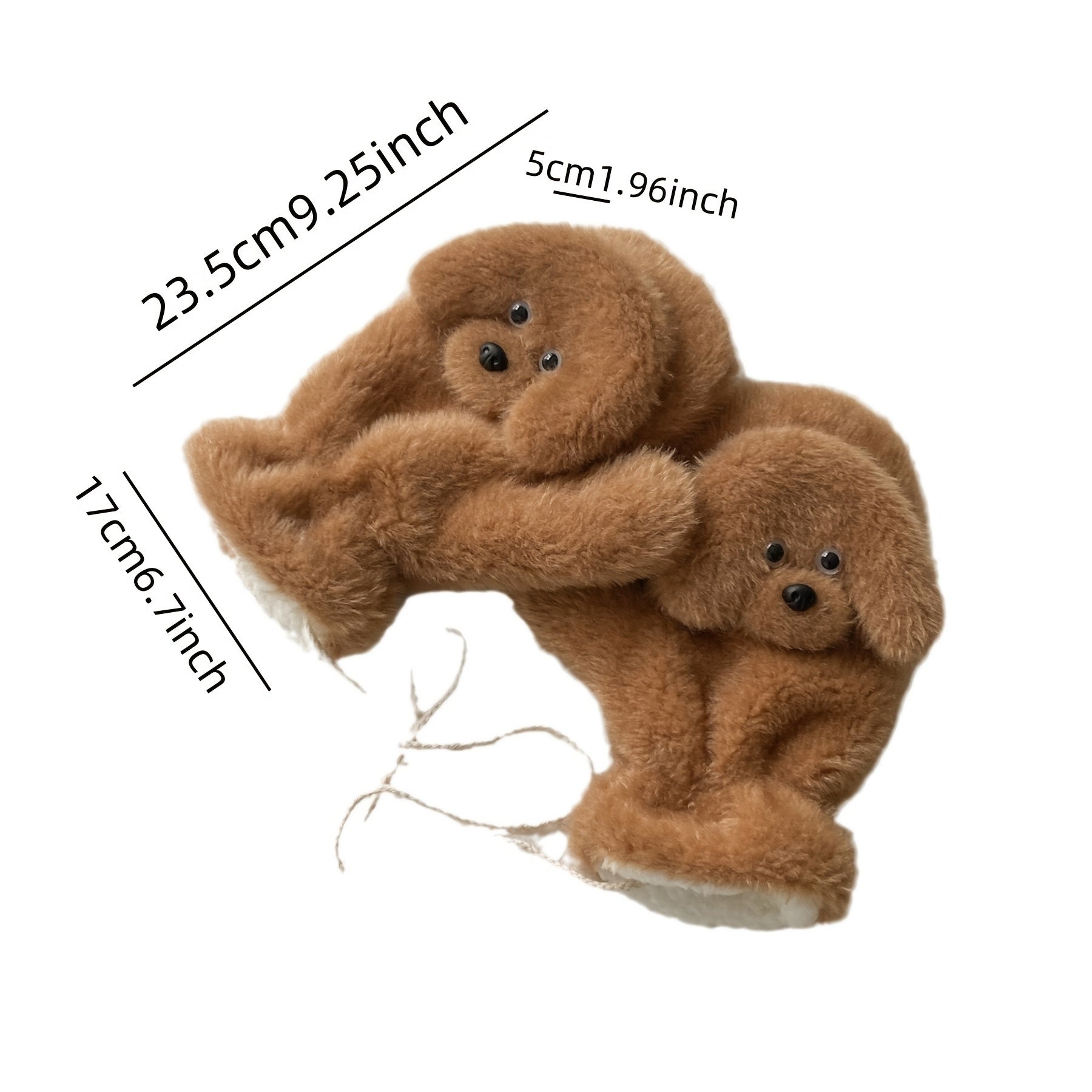 Teddy Dog Plush Mittens, Cute Animal Pattern Polyester Gloves, Inelastic, Decorative & Windproof, with Hand Wash/Dry Clean, for Casual Weekend Wear, Warmth & Style, Unique Valentine'S Gift