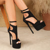 Women'S Elegant Open Toe Stiletto Sandals, European/American Style, Solid Color, Ankle Strap, Zipper Closure, All-Season, Synthetic Faux Leather Lining, Rubber Sole, Ultrahigh Heel - Fashion Club Shoes