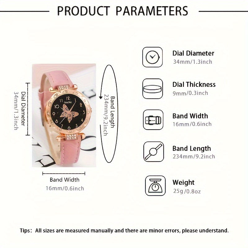 3pcs Exquisite Women's Quartz Watch and Accessories Suitable as Mother's Day Gift, Christmas Gift, New Year Gift, Birthday Gift