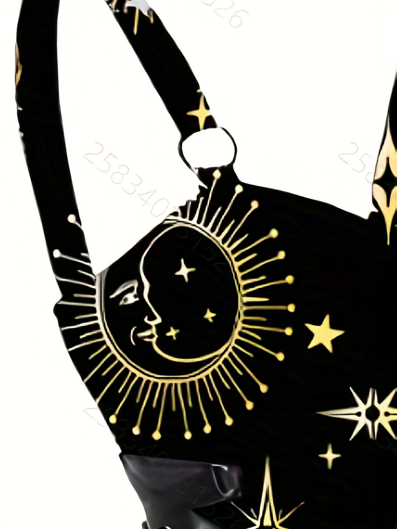 Sun & Moon Print Dress, Casual Ring Linked Backless Dress, Women's Clothing For Party Dressing