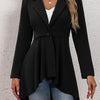 High Low Hem Lapel Collar Blazer, Stylish Solid Color Long Sleeve Single Button Blazer, Women's Clothing