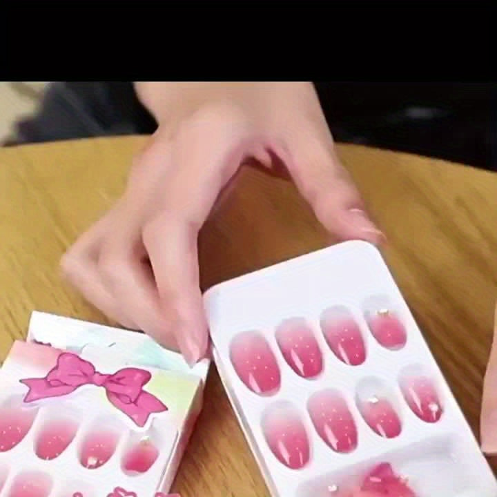 48pcs Luxe Press-On Nail & Toenail Set with 3D Floral, Butterfly & Rhinestone Accents - Includes Jelly Glue & Nail File for Easy Application - Perfect for Women and Girls