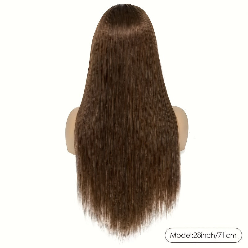Chocolate Brown 13x6 HD Transparent Lace Front Wigs Human Hair With Baby Hair 180 Density Straight Glueless Wigs Pre Plucked Hairline 4# Brown Color